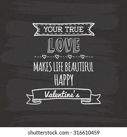Monochrome background with text for valentine's day