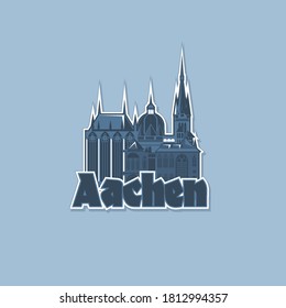 Monochrome badge, magnet of the city of Aachen. svg