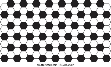 Motif harmonieux de ballon monochrome pour les matchs de football ou de football. Motif harmonieux du filet hexagonal Arrière-plan Géométrique abstrait de polygones blancs et noirs Grille graphique harmonieuse d'hexagones.