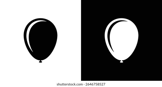 Monochrome balloon icon, presented in black and white variations on inverted background, suitable for diverse design and print projects.