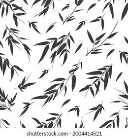 Monochrome bamboo branches seamless background. Vector illustration.