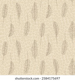 Monochrome banana leaves seamless pattern. Jungle beige foliage endless background. Exotic fashion repeat cover. Vector hand drawn bg illustration.