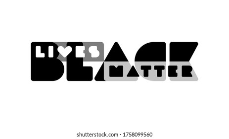 Monochrome banner with minimalistic typography BLACK LIVES MATTER Illustration for protest, rally or awareness campaign against racial discrimination of dark skin color. Vector template EPS10