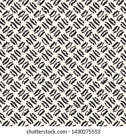 Monochrome Basket Weave Checked Graphic Motif. Seamless Pattern.