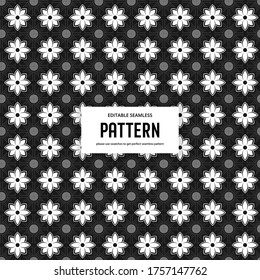 Monochrome batik flower seamless editable pattern ornament