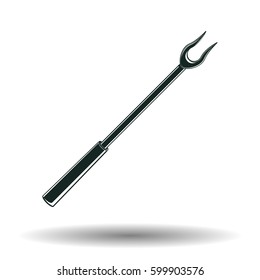 Monochrome BBQ fork sign, element for vintage logo or emblem design isolated on white background, vector