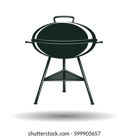 Monochrome BBQ grill sign, element for vintage logo or emblem design isolated on white background, vector