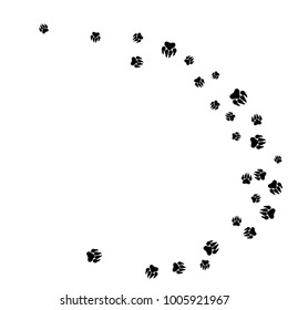 Monochrome Bear Footprints in Black and White. Prints of Paws with Big Claws for Petshop Design or for Goods for Pets. Simple Pattern for Print, Logo or Poster. Vector Confetti Background.
