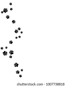 Monochrome Bear Footprints in Black and White. Prints of Paws with Big Claws for Petshop Design or for Goods for Pets. Simple Pattern for Print, Logo or Poster. Vector Confetti Background.
