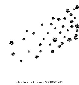Monochrome Bear Footprints in Black and White. Prints of Paws with Big Claws for Petshop Design or for Goods for Pets. Simple Pattern for Print, Logo or Poster. Vector Confetti Background.
