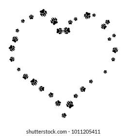 Monochrome Bear Footprints in Black and White. Prints of Paws with Big Claws for Petshop Design or for Goods for Pets. Simple Pattern for Print, Logo or Poster. Vector Confetti Background.
