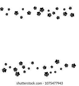 Monochrome Bear Footprints in Black and White. Prints of Paws with Big Claws for Petshop Design or for Goods for Pets. Simple Pattern for Print, Logo or Poster. Vector Confetti Background.
