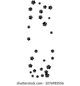 Monochrome Bear Footprints in Black and White. Prints of Paws with Big Claws for Petshop Design or for Goods for Pets. Simple Pattern for Print, Logo or Poster. Vector Confetti Background.

