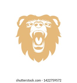 Monochrome Bear Icon, Bear Vector, Roaring Bear