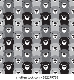 Monochrome Bear Polar Bear Seamless Pattern vector