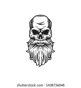 monochrome beard skull vector logo illustration