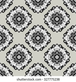 monochrome beautiful seamless pattern. Vintage elements. Vector illustration
