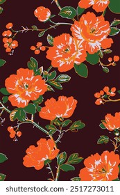 monochrome big flowers tropical illustration dusky pink background seamless pattern repeat print fashion clothing textile fabric vector artwork