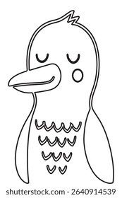 Monochrome bird line-art coloring page. Suitable for kids' printable crafts, sticker labels, planners, and classroom activities.