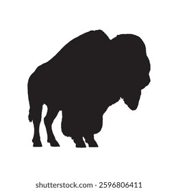 Monochrome Bison Silhouette for Classic and Timeless Use - Bison Vector - Bison Icon
