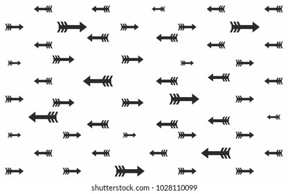 monochrome black arrows pattern horizontal wallpaper concept. vector background . for web and print
