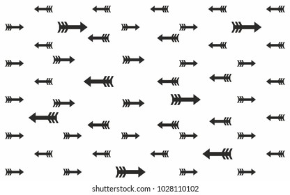 monochrome black arrows pattern horizontal wallpaper concept. vector background . for web and print