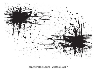 Monochrome Black Grunge Texture Overlay on White Background – Vector Illustration        