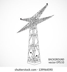 monochrome black high voltage power lines, vector