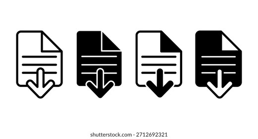Monochrome black icon bundle featuring document and arrow, symbolizing whitepaper content, marketing insights, and strategic communication visuals.