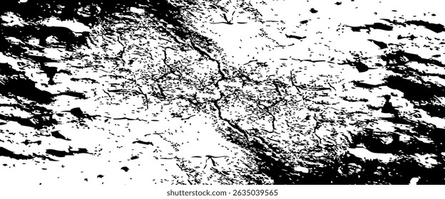 Monochrome black paint grungy rough texture on white background.art