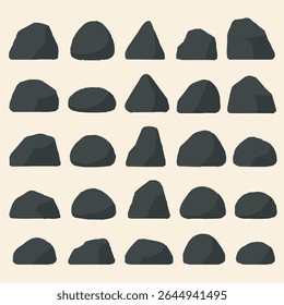 Monochrome Black Rock Silhouette Set