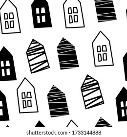 Monochrome Black Seamless Pattern. Decorative cutes, simple, and unique wallpaper. Good for printing. With White Background vector. Pattern for wrapping paper and fashion prints. Vector support CMYK.