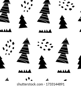 Patrón monocromo negro sin foco. Cutas decorativas, papel pintado sencillo y único. Bien por imprimir. Con vector de fondo blanco. Patrón para envolver papel e impresiones de moda. Soporte de vectores CMYK.