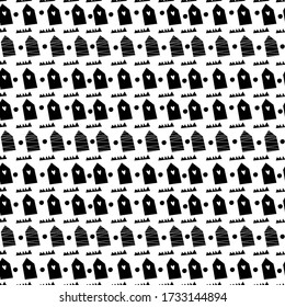 Einfarbiges Schwarzes Nahtloses Muster. Dekorative Kissen, einfache und einzigartige Tapete. Gut zum Drucken. Mit weißem Hintergrundvektor. Muster für Papier- und Modedrucke. Vector unterstützen CMYK.