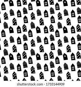 Monochrome Black Seamless Pattern. Decorative cutes, simple, and unique wallpaper. Good for printing. With White Background vector. Pattern for wrapping paper and fashion prints. Vector support CMYK.