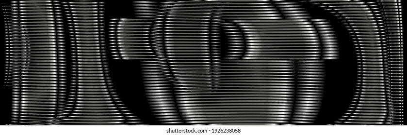 Monochrome black texture deformation with curved metallic surface effect in middle gray halftones. Abstract background saver, mobile apps, wall panel, business card, image of blog, poster.