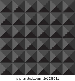 Monochrome black triangles vector seamless pattern. Volume optical illusion. Dark shades.