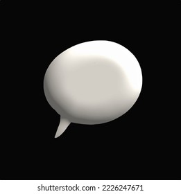 conjunto 3D monocromo o blanco y negro de burbujas de voz en blanco, cuadro de charla, contorno del cuadro de mensaje. Estilo de doodle de globo del símbolo del signo del pensamiento. aislado en el fondo negro. ilustración vectorial de icono.