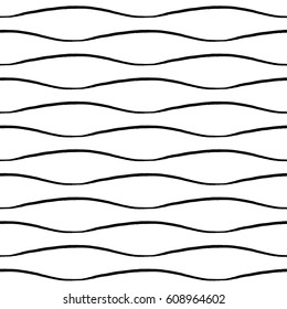 Monochrome black white abstract wave line stroke seamless pattern vector