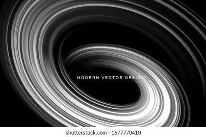 Monochrome, black and white Color bright swirl organic 3d shape. Grayscale Colored flow Trend design for web pages, posters, flyers, booklets, magazine covers, presentations. Vector illustration EPS10