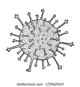 Monochrome black and white coronavirus covid-19 sketch line art vector