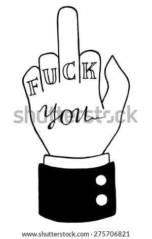 Monochrome Black White Hand Line Fuck Stock Vector Royalty Free