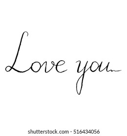 Monochrome black and white love you lettering typographic isolated vector