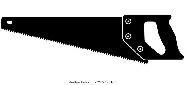 Monochrome Black and White Silhouette of Saw – Isolated Vector Illustration for Icon, Logo, Symbol, Template, Mockup, Poster, Sign, Background