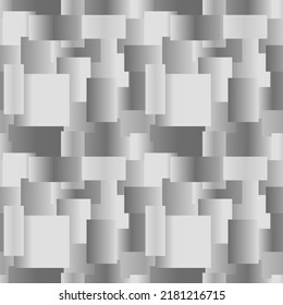 Monochrome black and white squares seamless pattern. Patchwork abstract background. Vector illustration.
