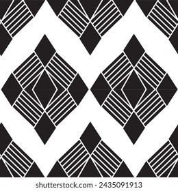Monochrome black and white vector seamless pattern art deco style diamond or vagina pattern.