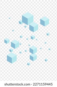 Monochrome Block Background Transparent Vector. Cubic Paper Template. Gray Box Template Design. Minimal Card. Grey Technology Square.