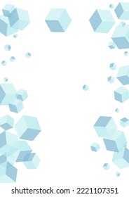 einfarbiger Block weißer Vektorgrafik. Geometrische Strukturstruktur. Blue Box Digital Illustration. Minimale Vorlage. Sky Blue Special Cube.