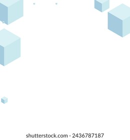 Monochrome Block Background White Vector. Square Modern Illustration. Blue-gray Geometric Shape Template. Paper Design. Gray Collection Cubic.