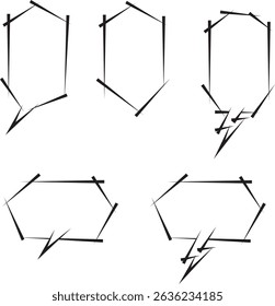 Monochrome blocky speech bubble set